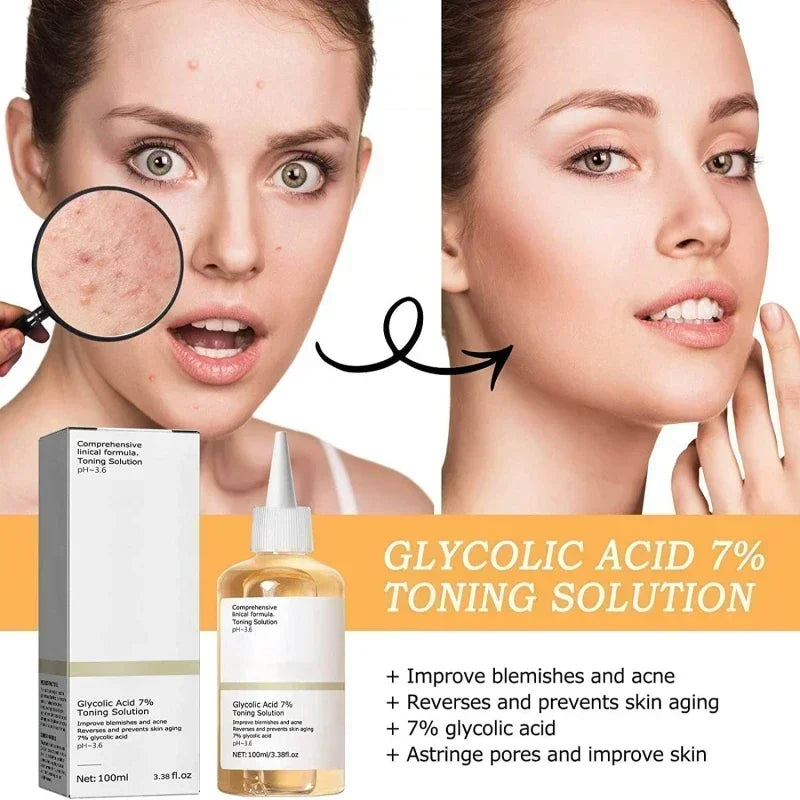 Glycolic Acid 7% Toning Solution Removing Closed Mouth Acne Moisturizing Skin Prevents Skin Aging Fruit Acid Essence Water PH3.6