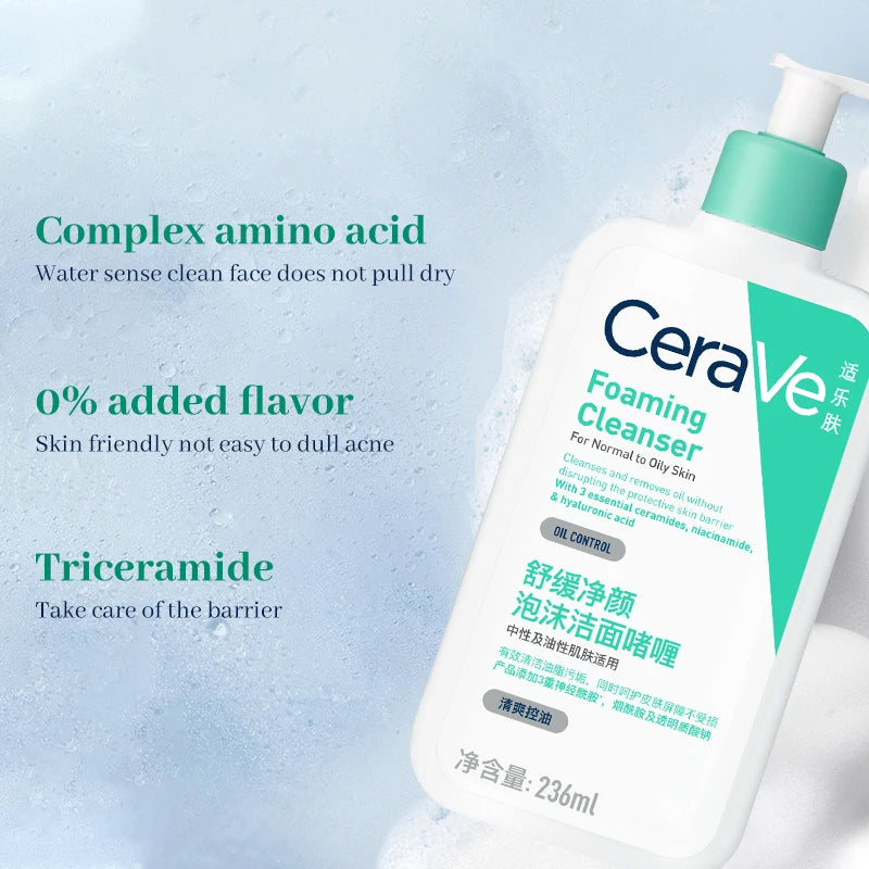 CeraVe Foaming Cleanser Daily Face Wash Facial Cleanser for Oily Skin Soothing Purifying Cleaning