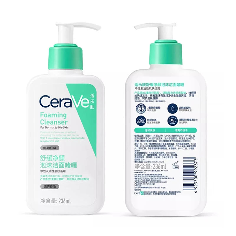 CeraVe Foaming Cleanser Daily Face Wash Facial Cleanser for Oily Skin Soothing Purifying Cleaning