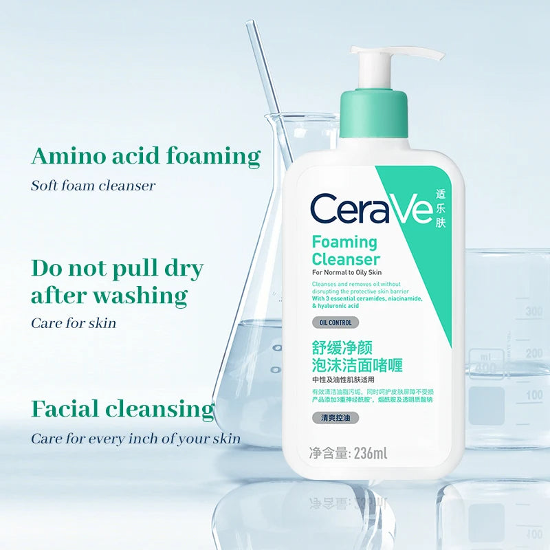 CeraVe Foaming Cleanser Daily Face Wash Facial Cleanser for Oily Skin Soothing Purifying Cleaning